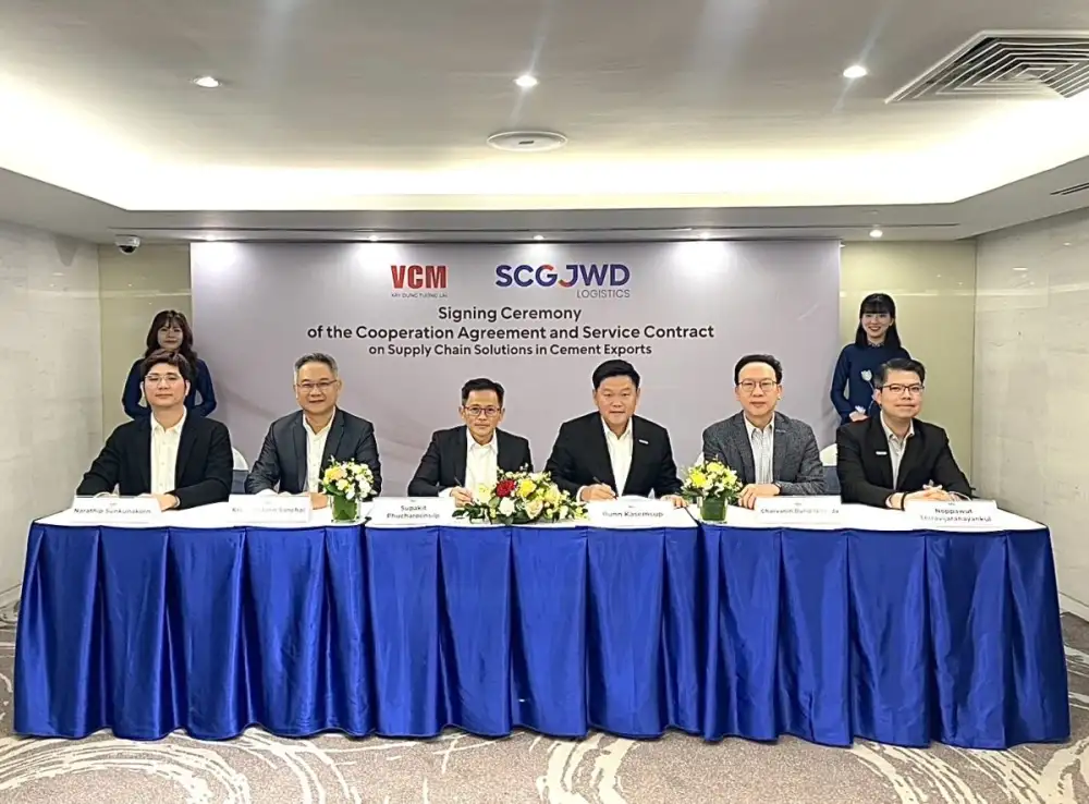 SJWD รุกให้บริการ 'End-to-End Supply Chain Solution' ในเวียดนาม เซ็นเอ็มโอยู VCM ให้บริการขนถ่ายวัตถุดิบและลำเลียงซีเมนต์เพื่อการส่งออก พร้อมลงทุนเครื่องจักรครบวงจร