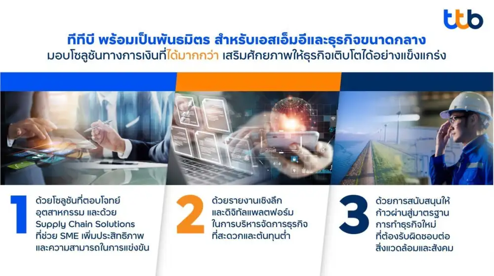 ทีทีบี ชูแผนกลยุทธ์ปี 2568 สำหรับเอสเอ็มอีและธุรกิจขนาดกลาง ฝ่าความท้าทาย มอบโซลูชันที่ให้มากกว่า เพื่อเพิ่มประสิทธิภาพและแข่งขันได้