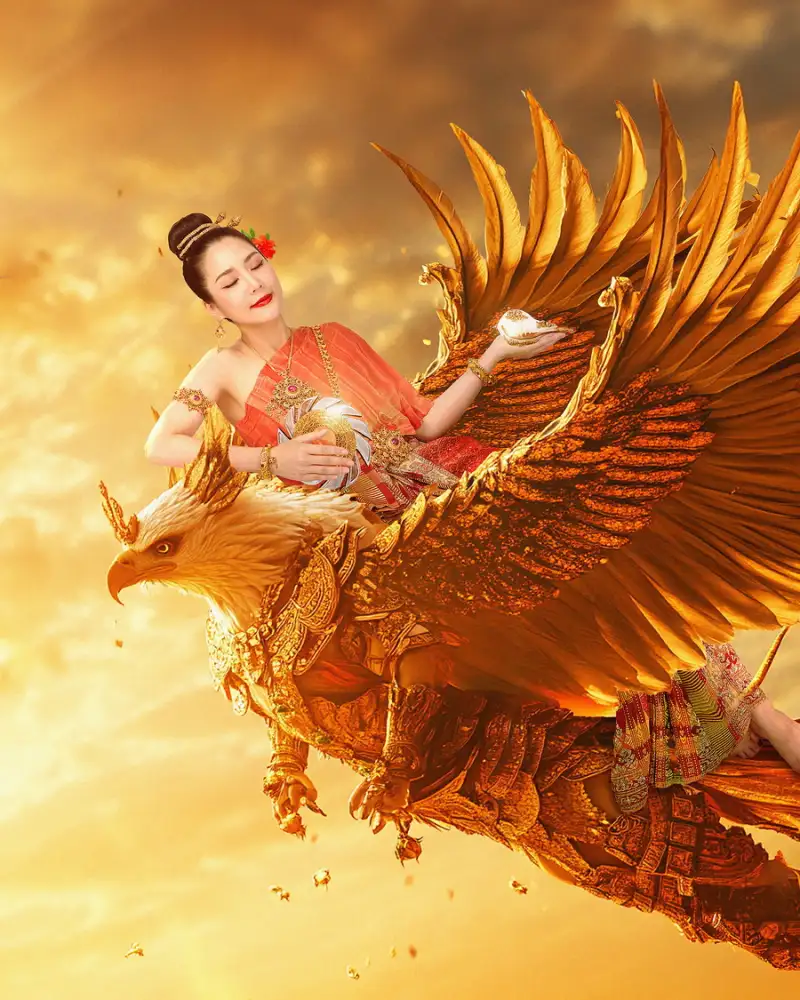 วนัช กูตูร์ เนรมิต จั๊กจั่น อคัมย์สิริ ในลุคนางสงกรานต์